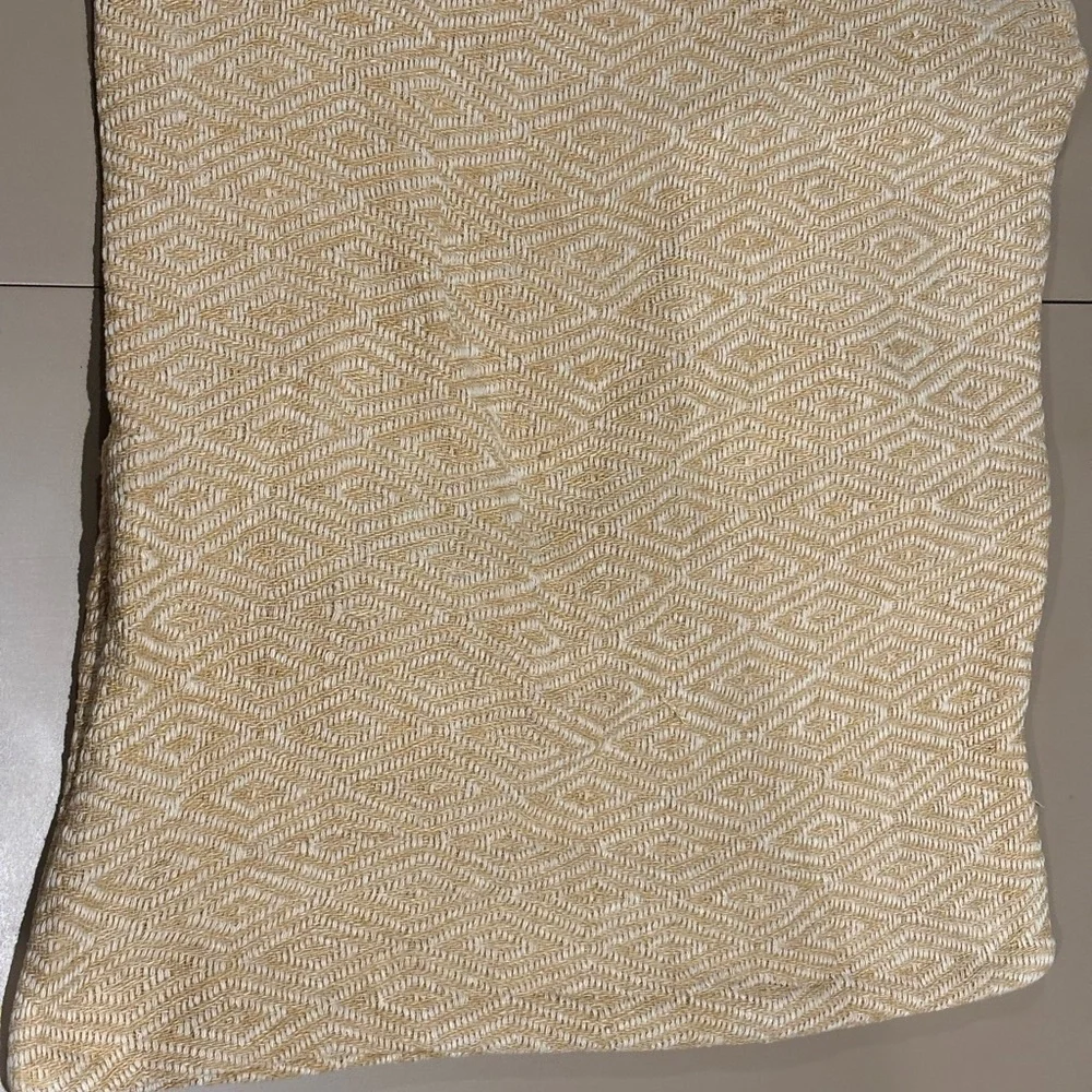 Set of 3 West Elm Gold and Cream Textured Pillows